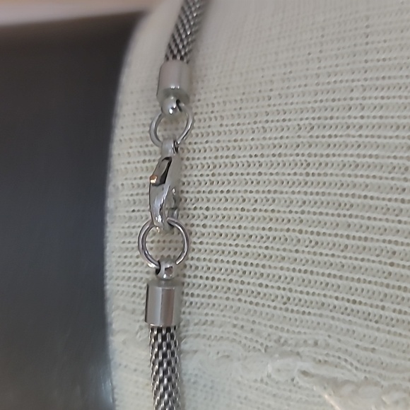 Silvertone snake chain necklace with hoop pendants - Picture 3 of 3